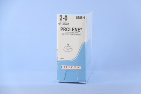 Suture with Needle Prolene™ Nonabsorbable Uncoated Blue Suture Monofilament Polypropylene Suture Size 2 - 0 18 Inch Suture 1-Needle 26 mm Length 3/8 Circle Reverse Cutting Needle by Ethicon - Suture  J & J Healthcare Systems  ID 8685H